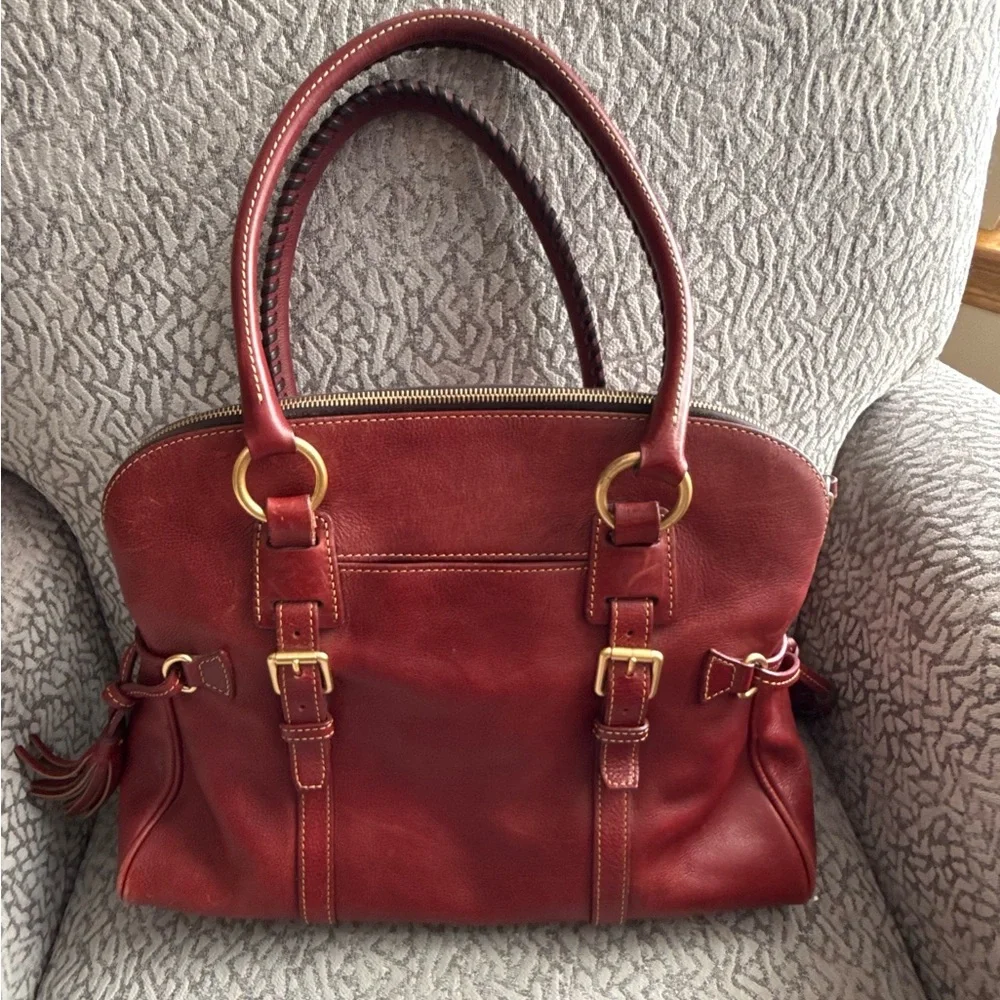 Dooney & Bourke Florentine Leather Domed Buckle Satchel in Bordeaux